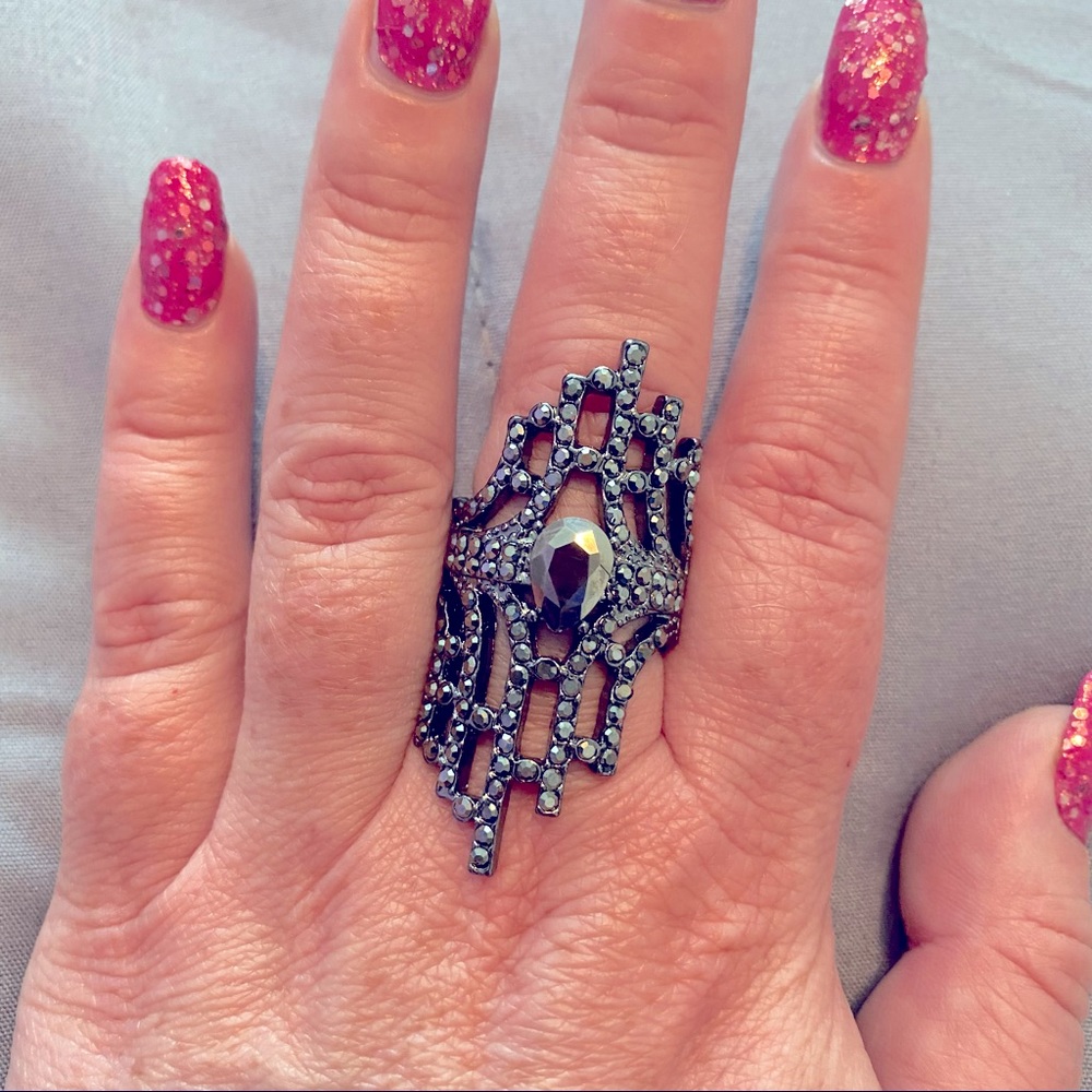 Hematite and Gunmetal Ring